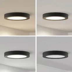 Prios Plafón LED Edwina, negro, 25 cm, CCT, IP44