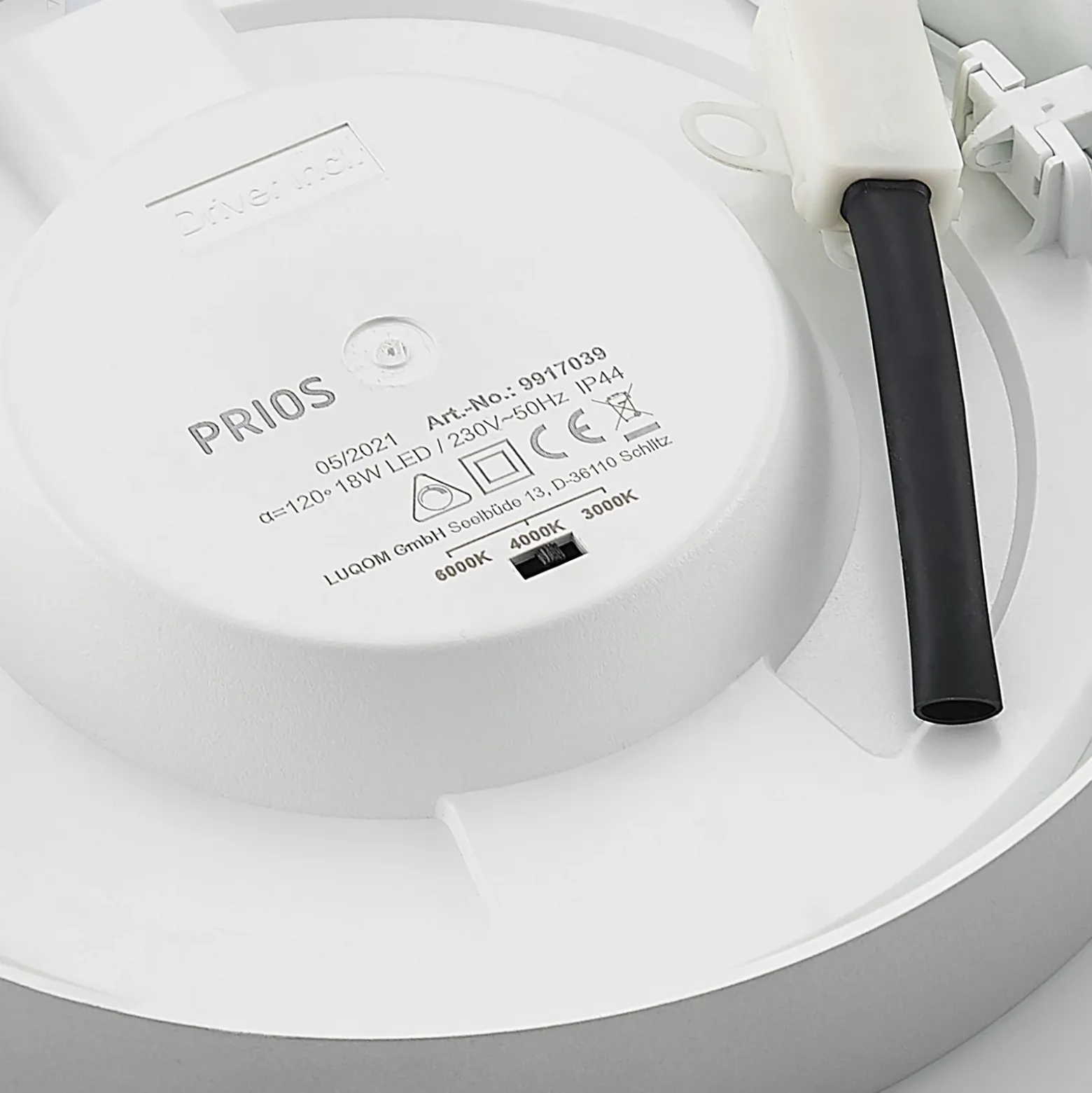 Prios Plafón LED Edwina, plata, 23 cm, CCT, IP44