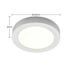 Prios Plafón LED Edwina, plata, 23 cm, CCT, IP44