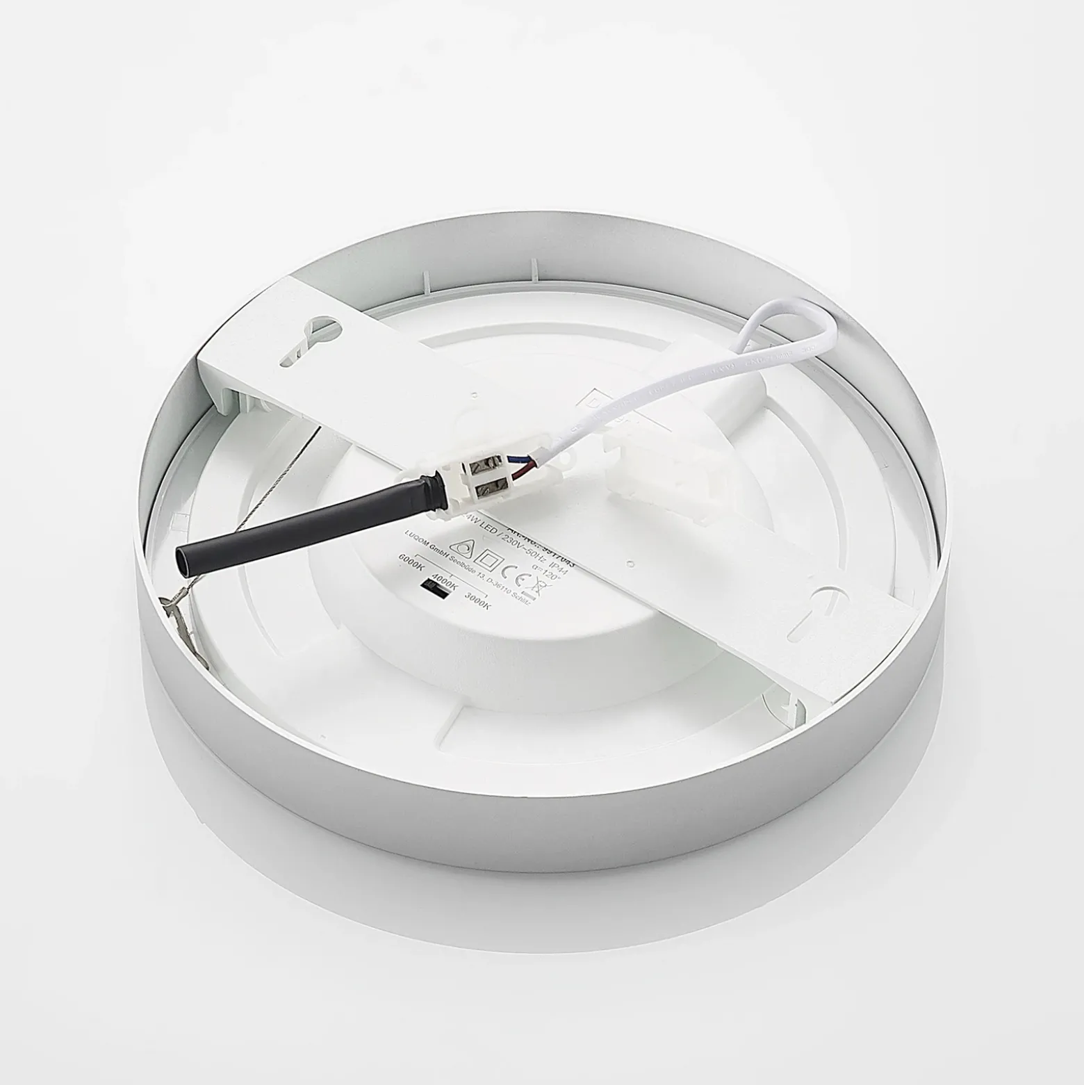Prios Plafón LED Edwina, plata, 25 cm, CCT, IP44