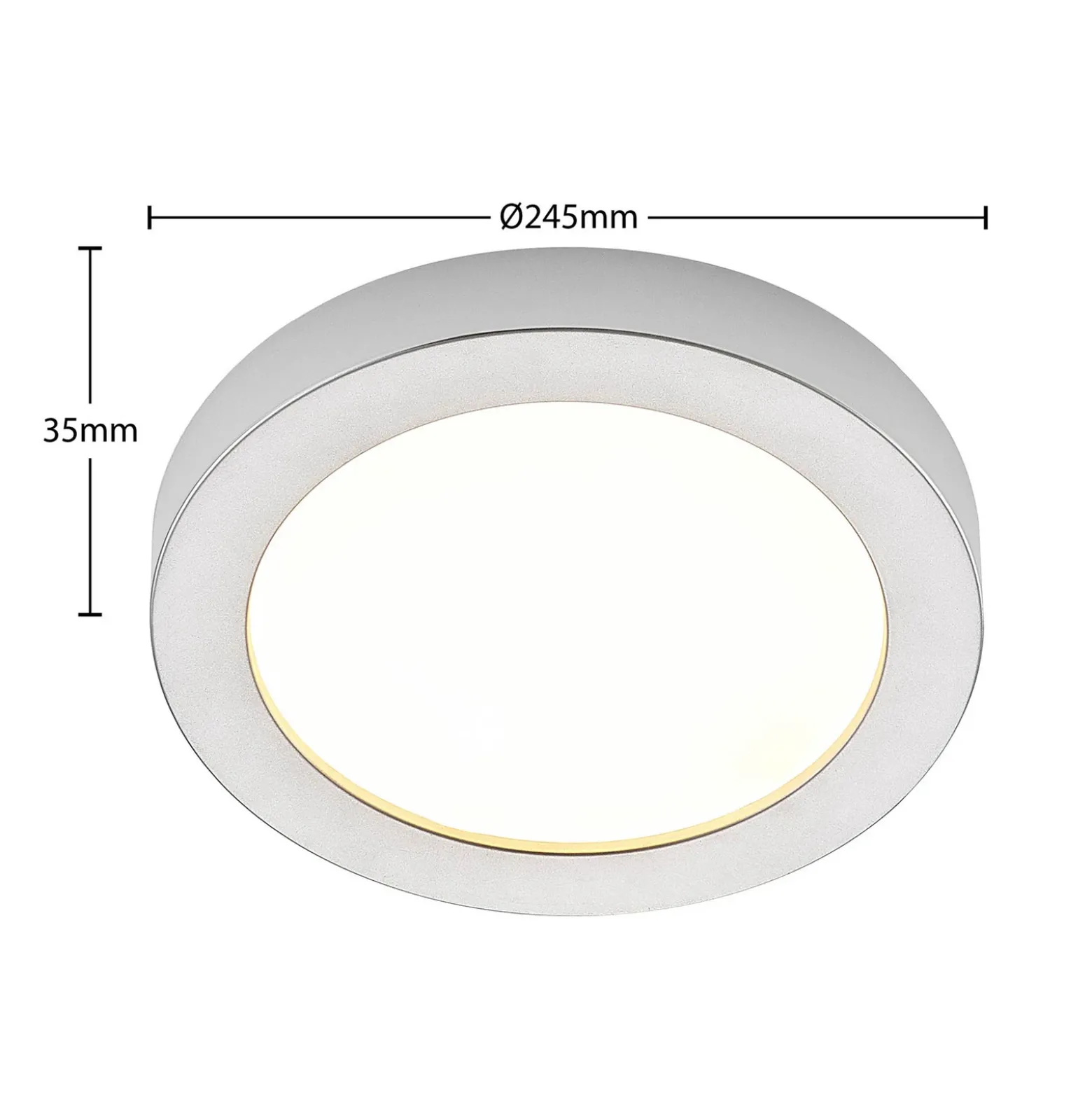 Prios Plafón LED Edwina, plata, 25 cm, CCT, IP44