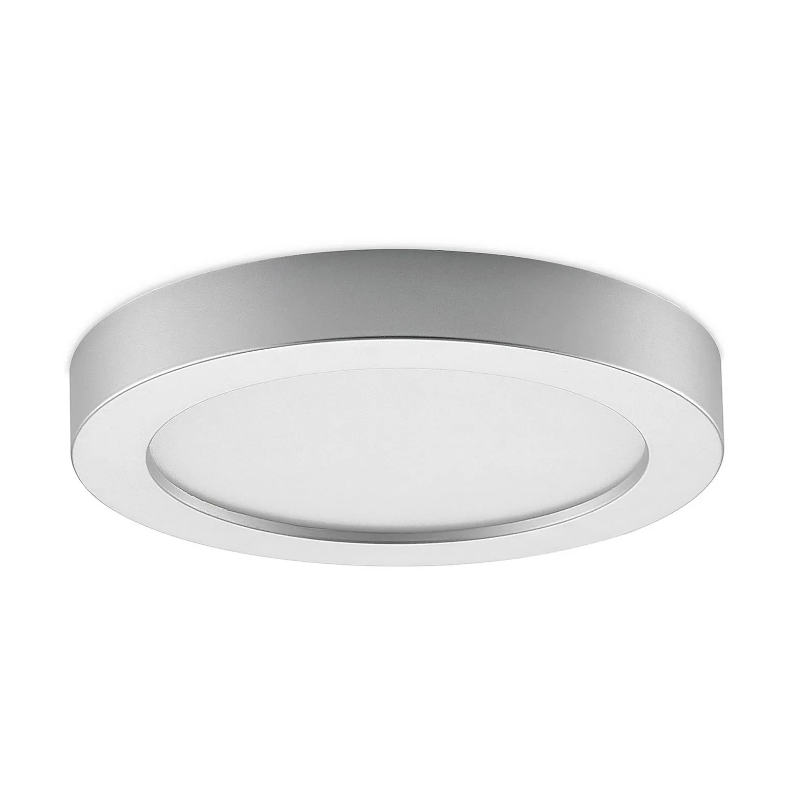 Prios Plafón LED Edwina, plata, 25 cm, CCT, IP44