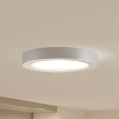 Prios Plafón LED Edwina, plata, 25 cm, CCT, IP44