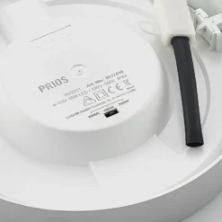 Prios Plafón LED Edwina, plata, 23 cm, CCT, IP44
