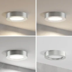 Prios Plafón LED Edwina, plata, 18 cm, CCT, IP44