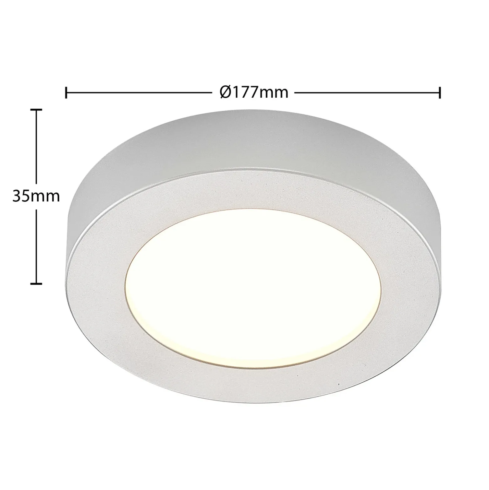 Prios Plafón LED Edwina, plata, 18 cm, CCT, IP44