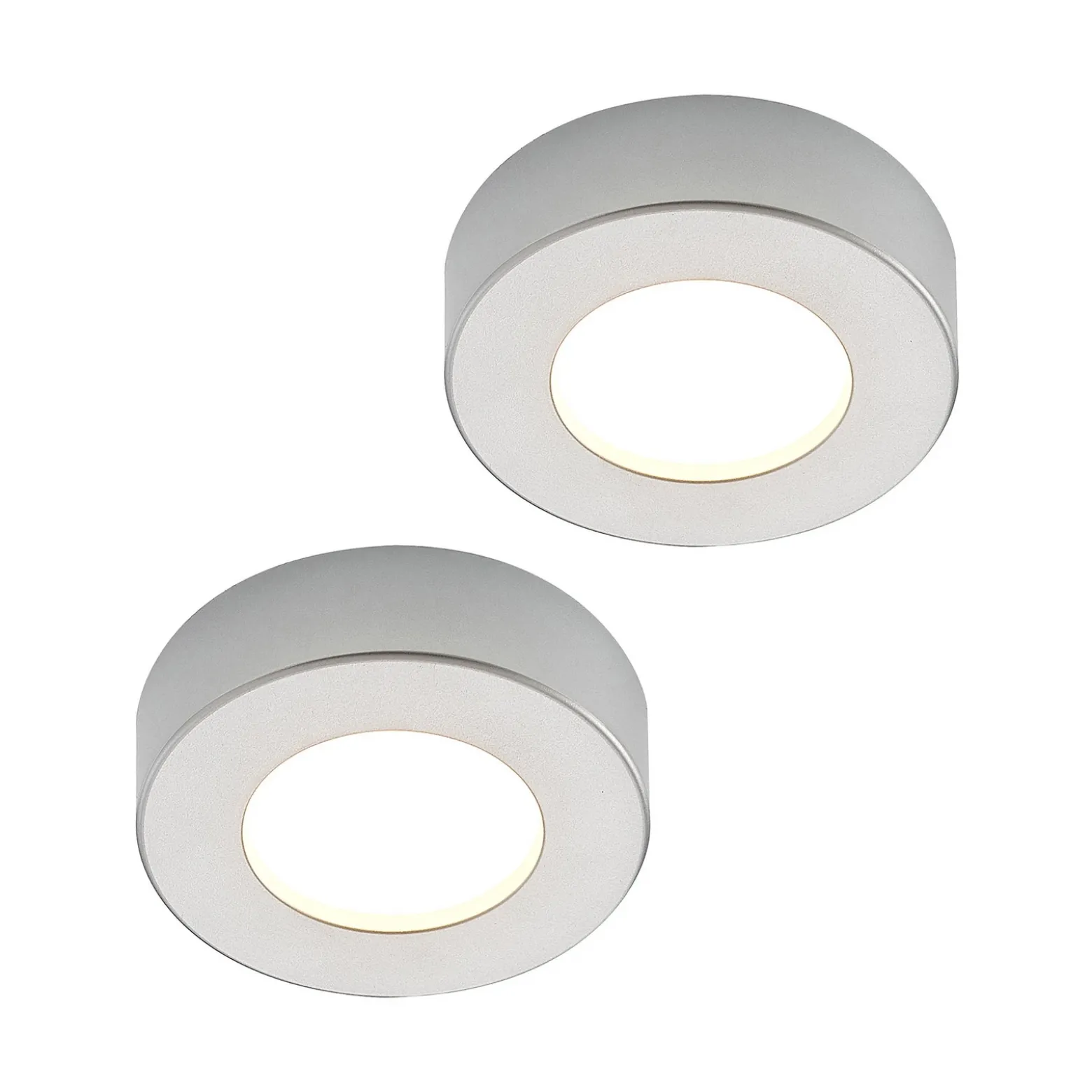 Prios Plafón LED Edwina, plata, 12 cm, lote de 2