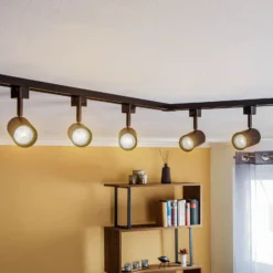 Prios Sistema de riel monofásico Jorell, negro, 5 luces, GU10