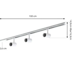 Prios sistema de riel trifásico Jorell, blanco, 3 luces, GU10