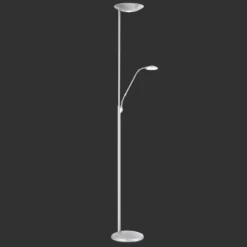 Proyector LED de pie Cobra con lámpara de lectura níquel