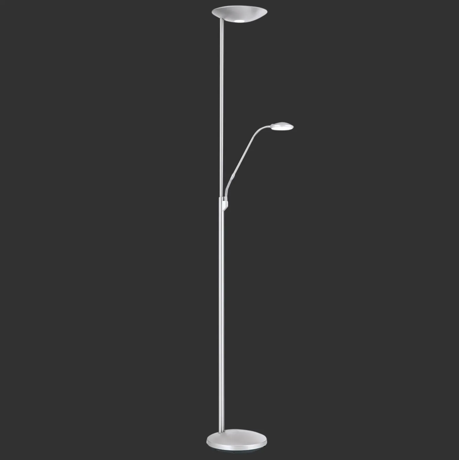 Proyector LED de pie Cobra con lámpara de lectura níquel