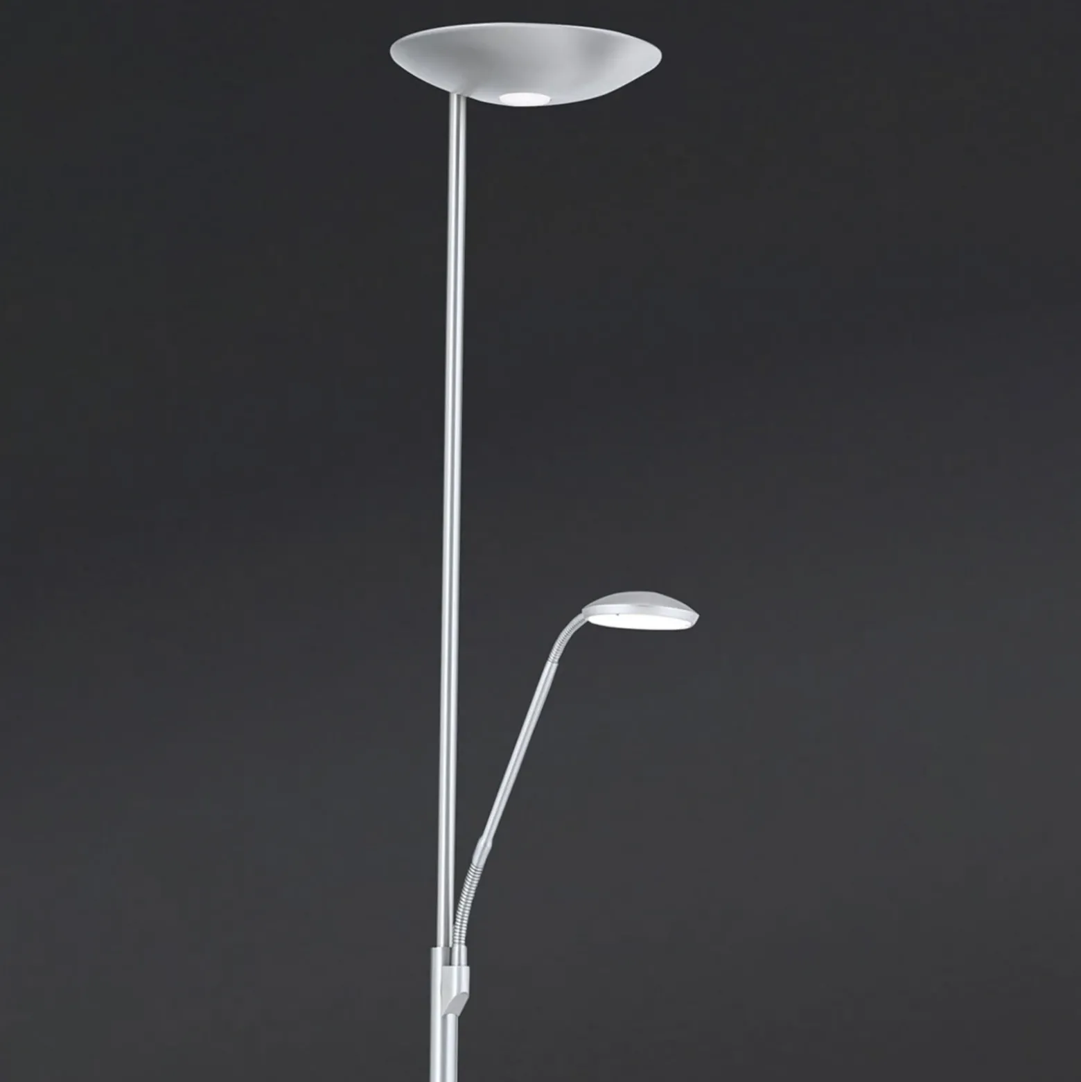 Proyector LED de pie Cobra con lámpara de lectura níquel