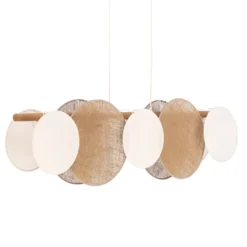 Puls lámpara colgante, pantallas de yute, marrón natural/blanco, 5 luces