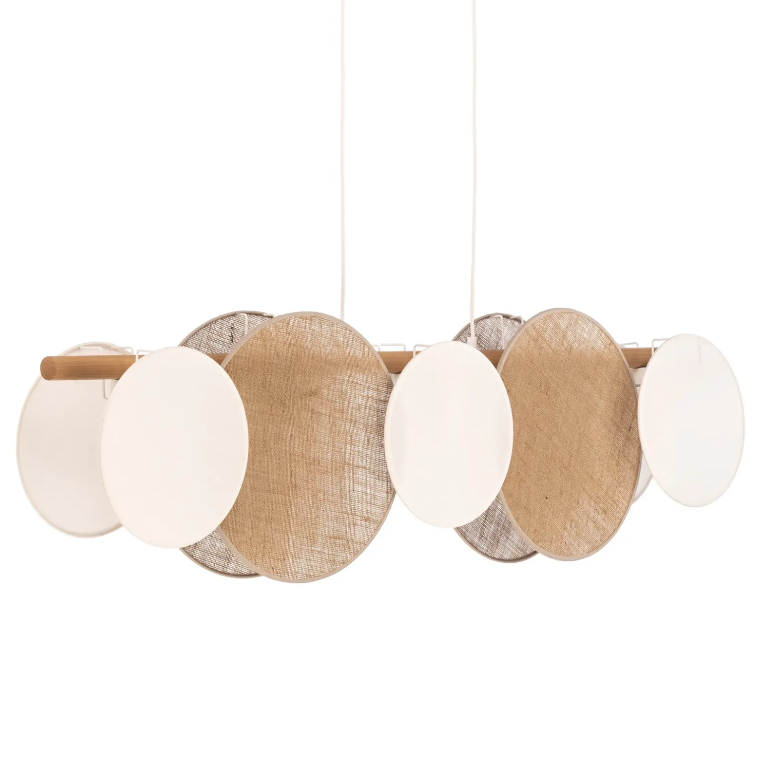 Puls lámpara colgante, pantallas de yute, marrón natural/blanco, 5 luces