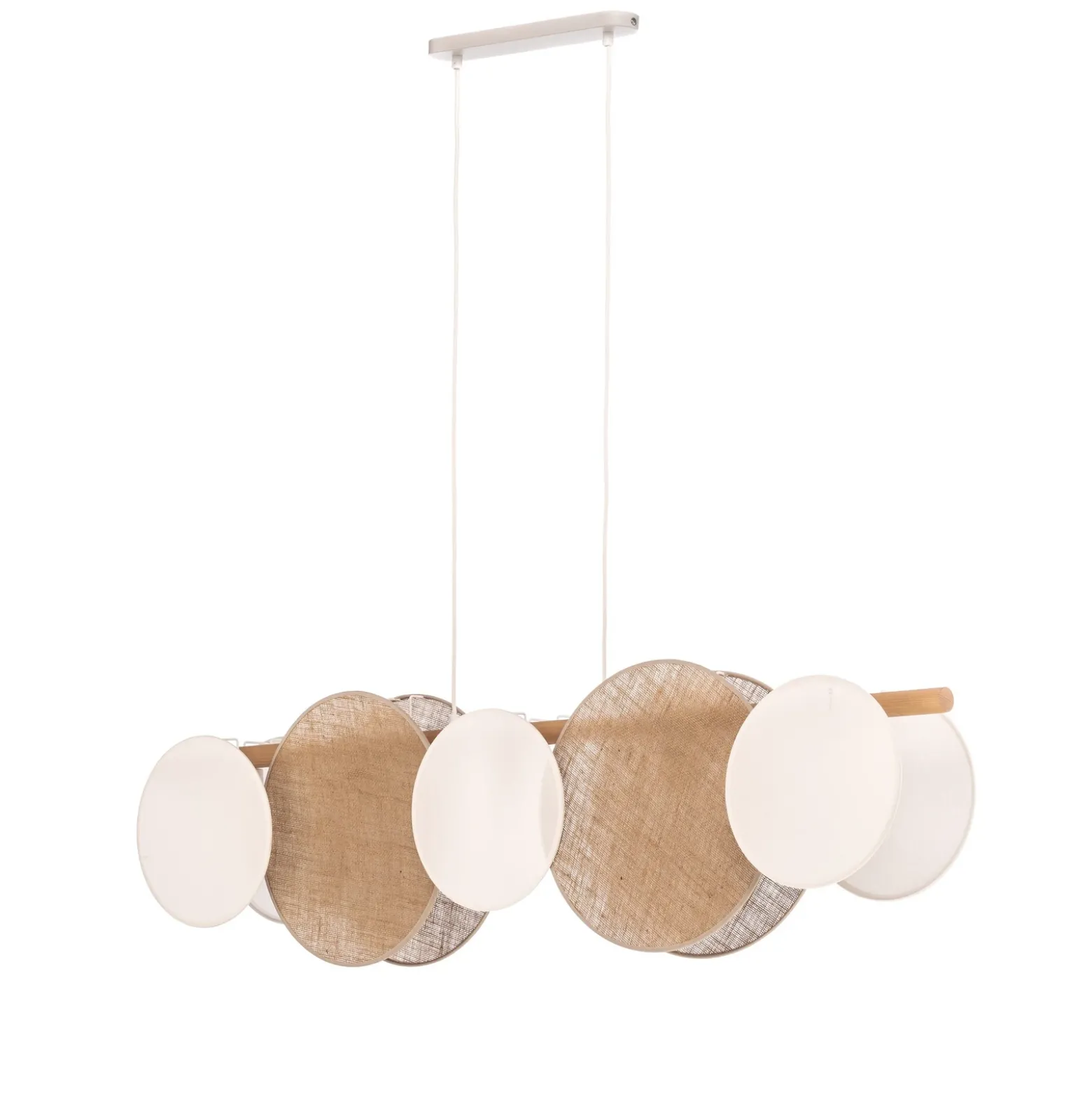 Puls lámpara colgante, pantallas de yute, marrón natural/blanco, 5 luces