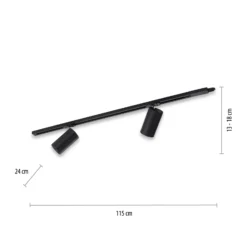 PURE Technik lámpara de riel LED, 2 luces, negro