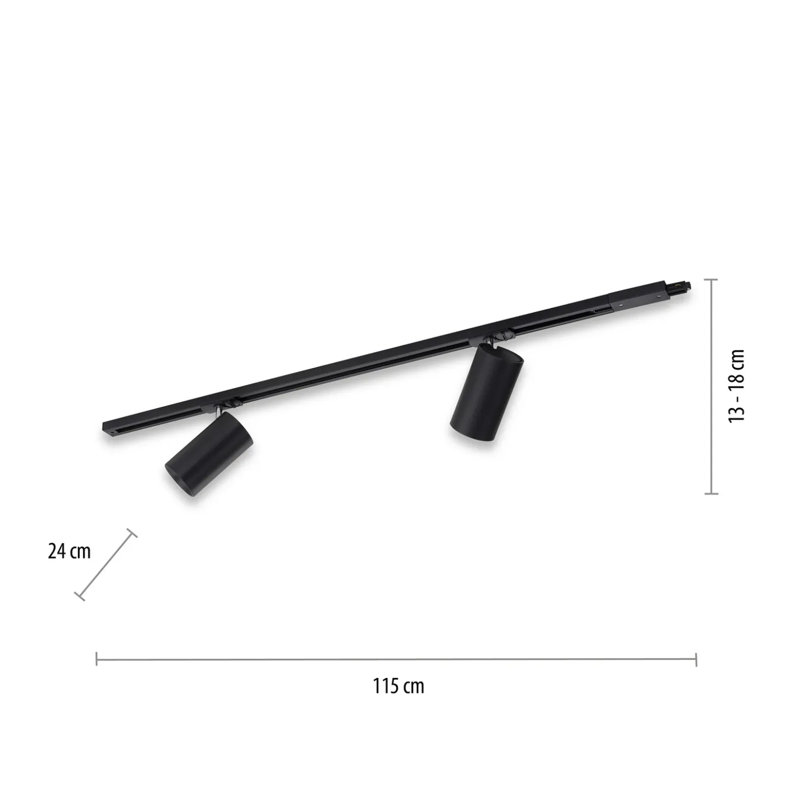 PURE Technik lámpara de riel LED, 2 luces, negro