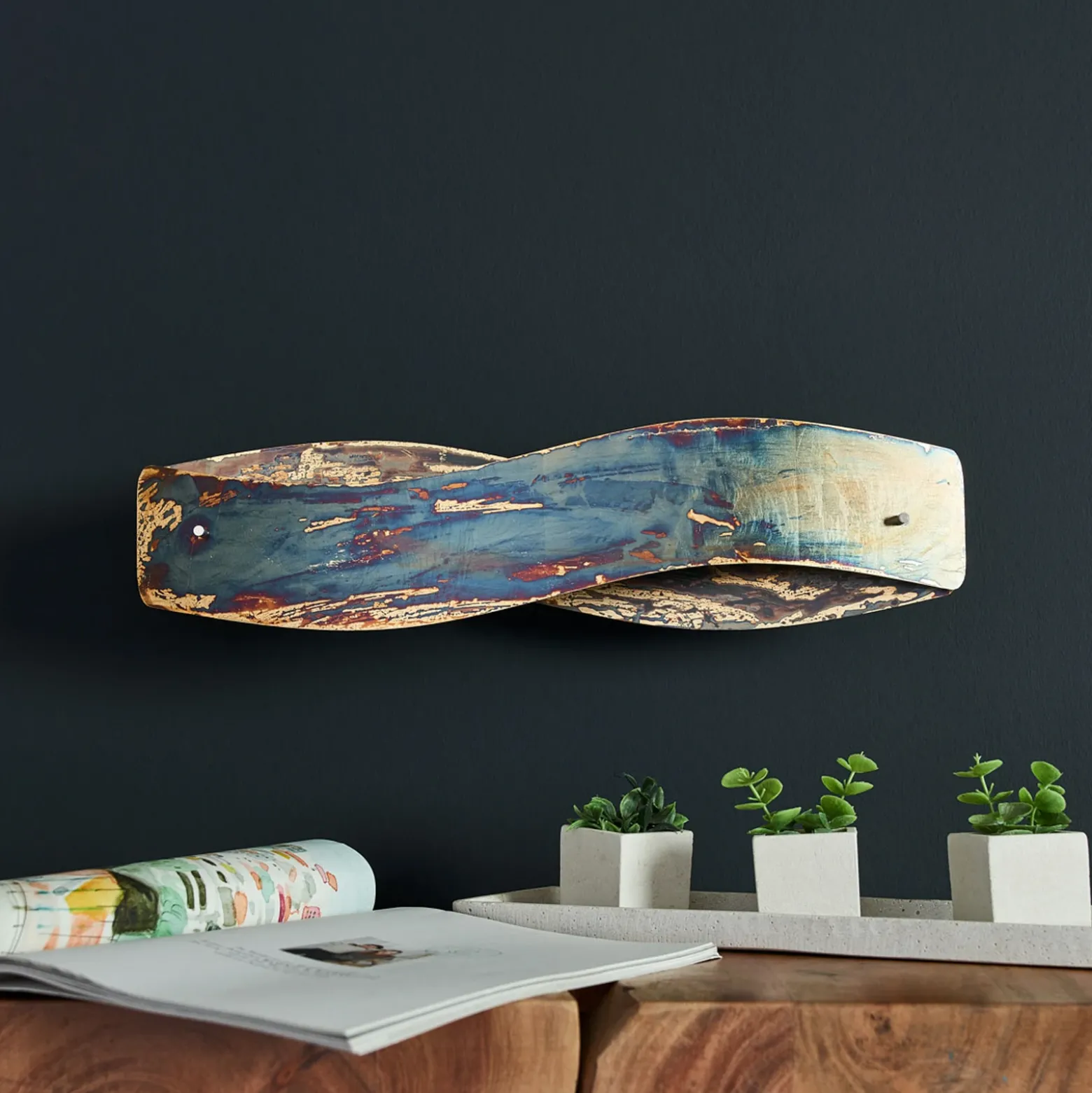 Quitani Aplique de pared LED Lian, oxidado, atenuable