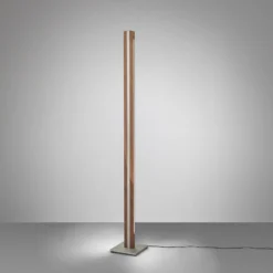 Quitani Elis Lámpara de pie LED, nogal/níquel