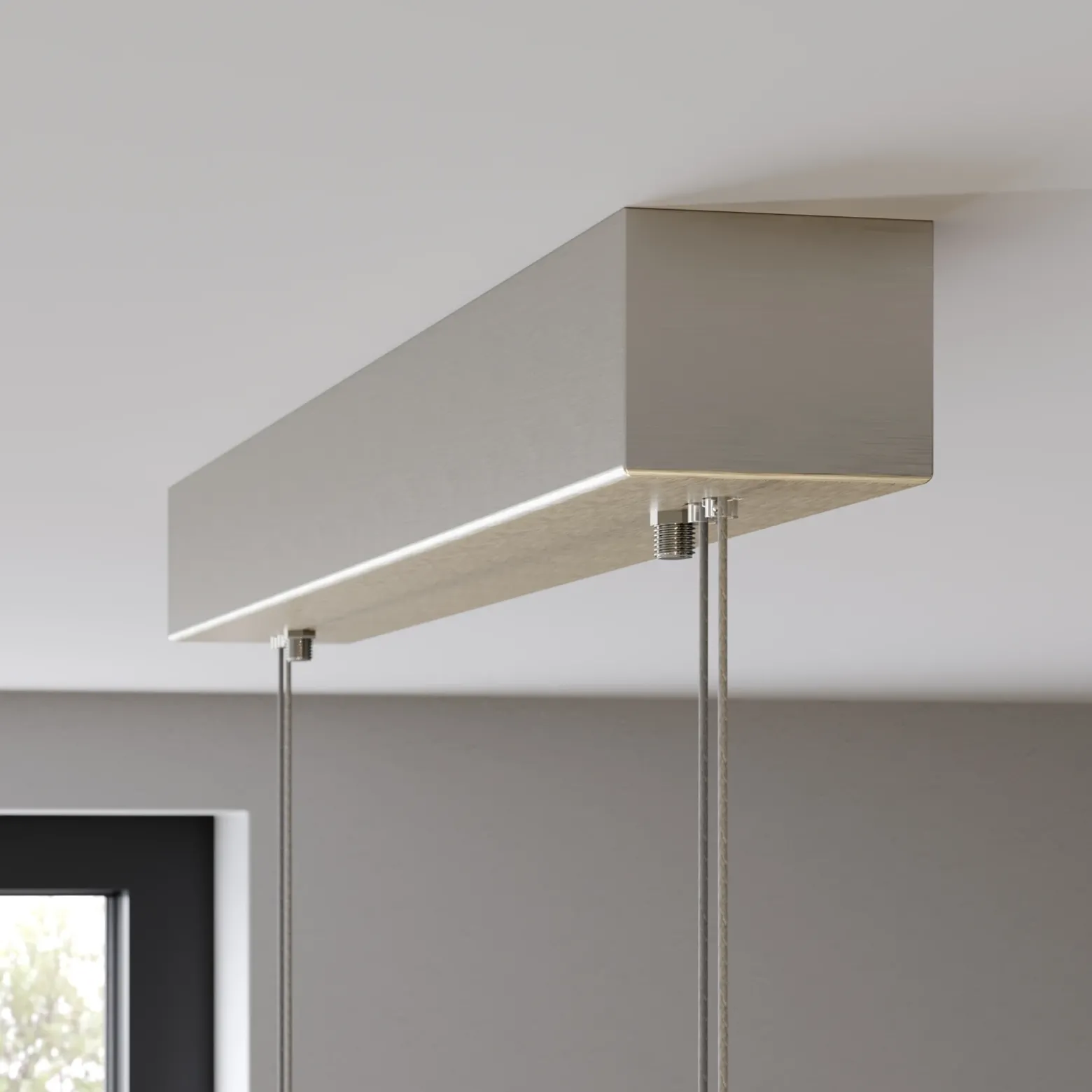 Quitani Lámpara colgante LED Alin, longitud 138 cm, roble natural