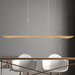 Quitani lámpara colgante LED Hiba, roble natural, longitud 148 cm