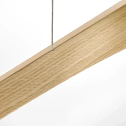 Quitani lámpara colgante LED Hiba, roble natural, longitud 148 cm
