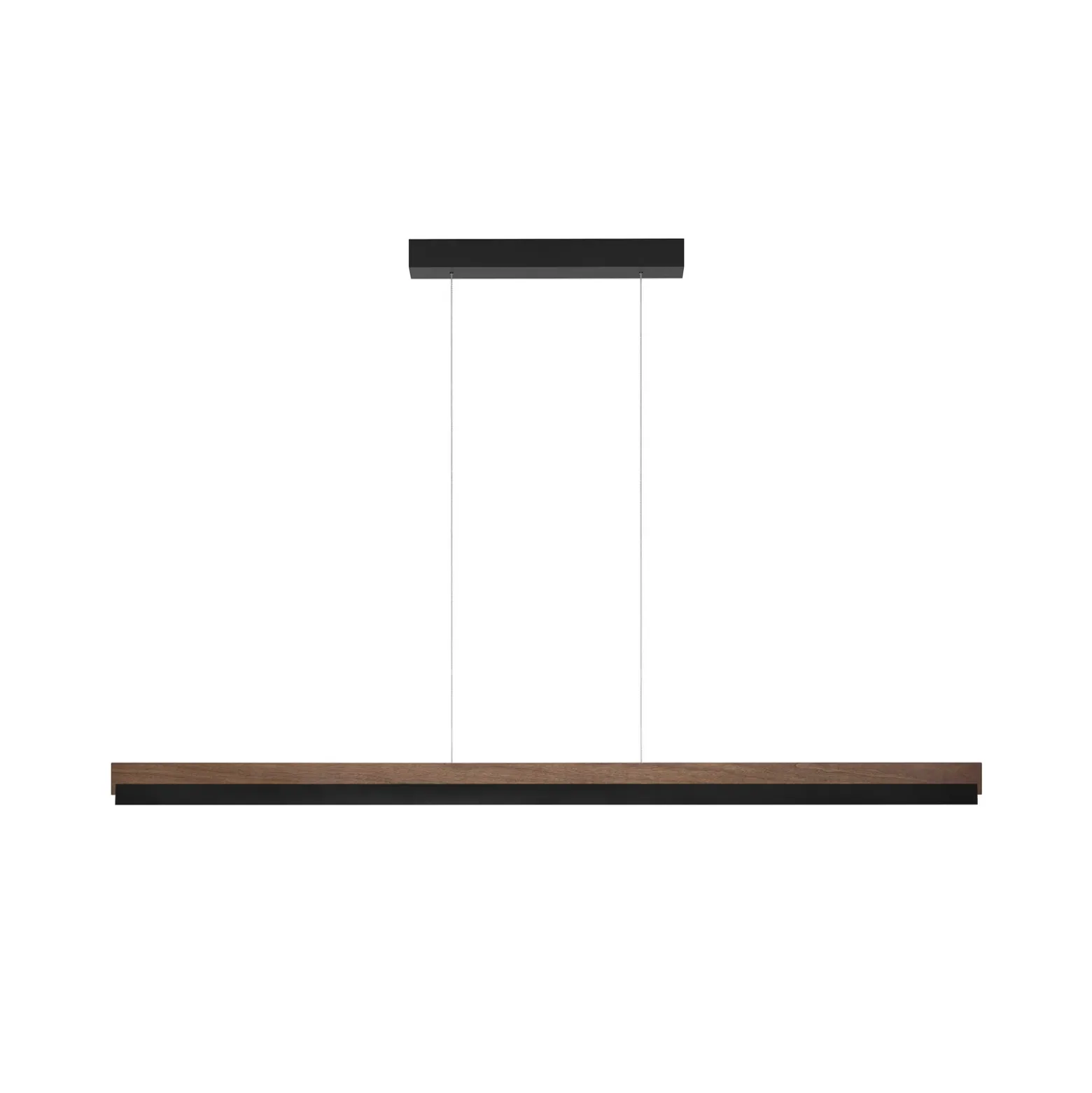 Quitani Lámpara colgante LED Keijo, negro/nuez, longitud 143 cm