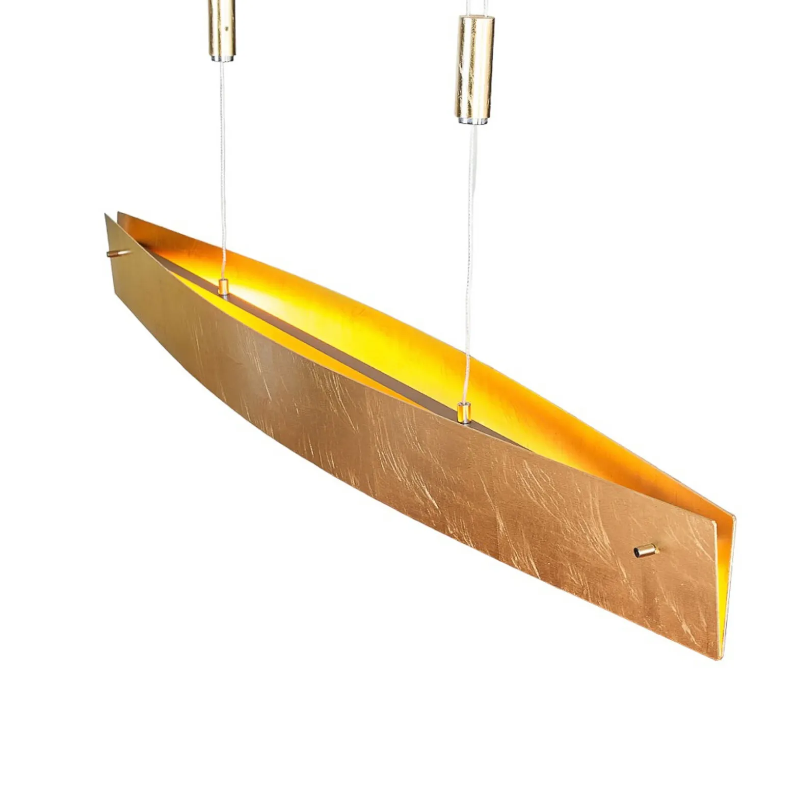 Quitani Lámpara colgante LED Malu, oro, longitud 100 cm