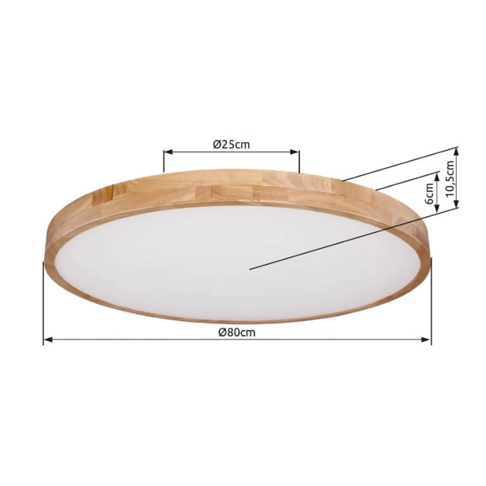 Rainer lámpara LED de techo, Ø 80 cm, efecto madera, metal, CCT