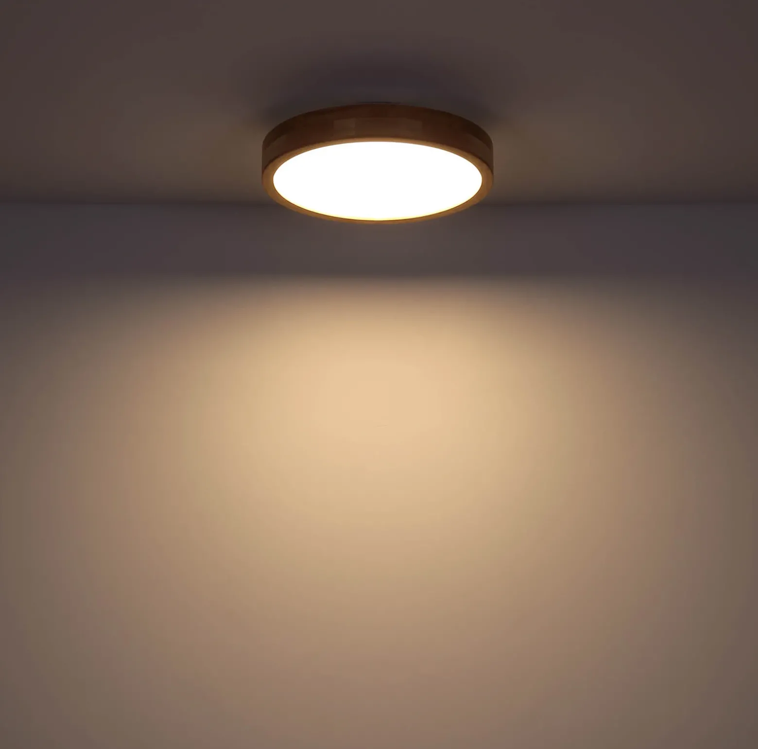 Rainer lámpara LED de techo, Ø 40 cm, efecto madera, metal, CCT