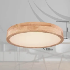 Rainer lámpara LED de techo, Ø 40 cm, efecto madera, metal, CCT