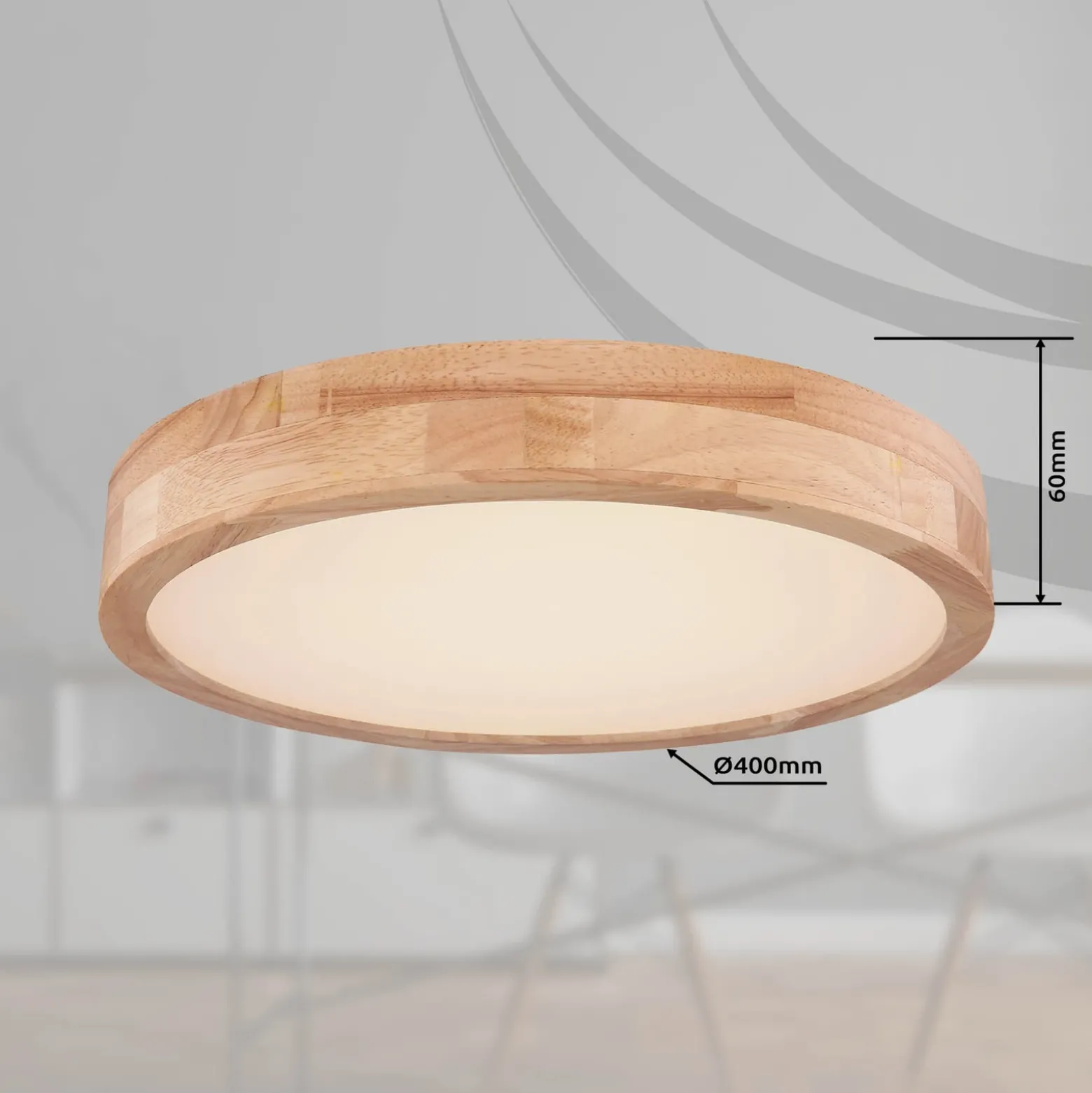 Rainer lámpara LED de techo, Ø 40 cm, efecto madera, metal, CCT
