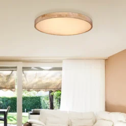 Rainer lámpara LED de techo, Ø 80 cm, efecto madera, metal, CCT