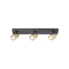 Razza downlight de techo, negro/oro, longitud 61 cm, 3 luces.