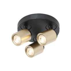 Razza downlight de techo, negro/oro, Ø 28,5 cm, 3 luces.
