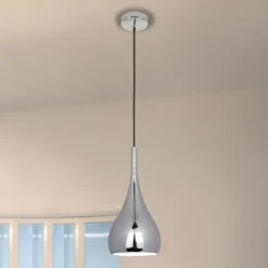 Retro - lámpara colgante de metal color cromo