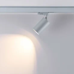 riel trifásico spot Can, plata, aluminio, GU10, orientable