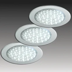 R 68-LED Foco empotrable en acero inoxidable, juego de 3
