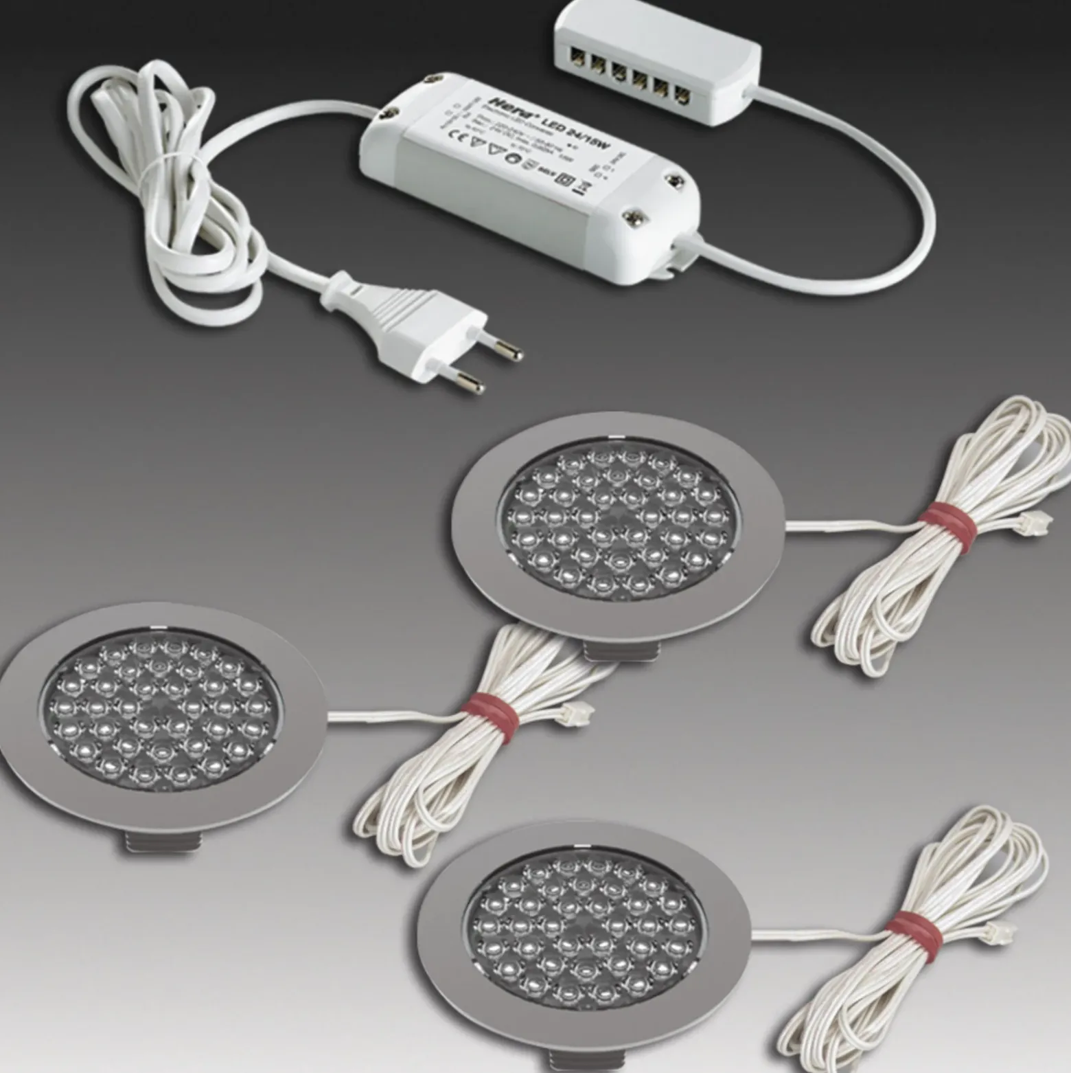 R 68-LED Foco empotrable en acero inoxidable, juego de 3