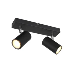 Robby downlight de techo, negro, longitud 26 cm, 2 luces, metal