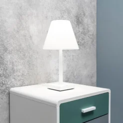 Rotaliana Dina+ Lámpara de mesa LED recargable blanco/blanco