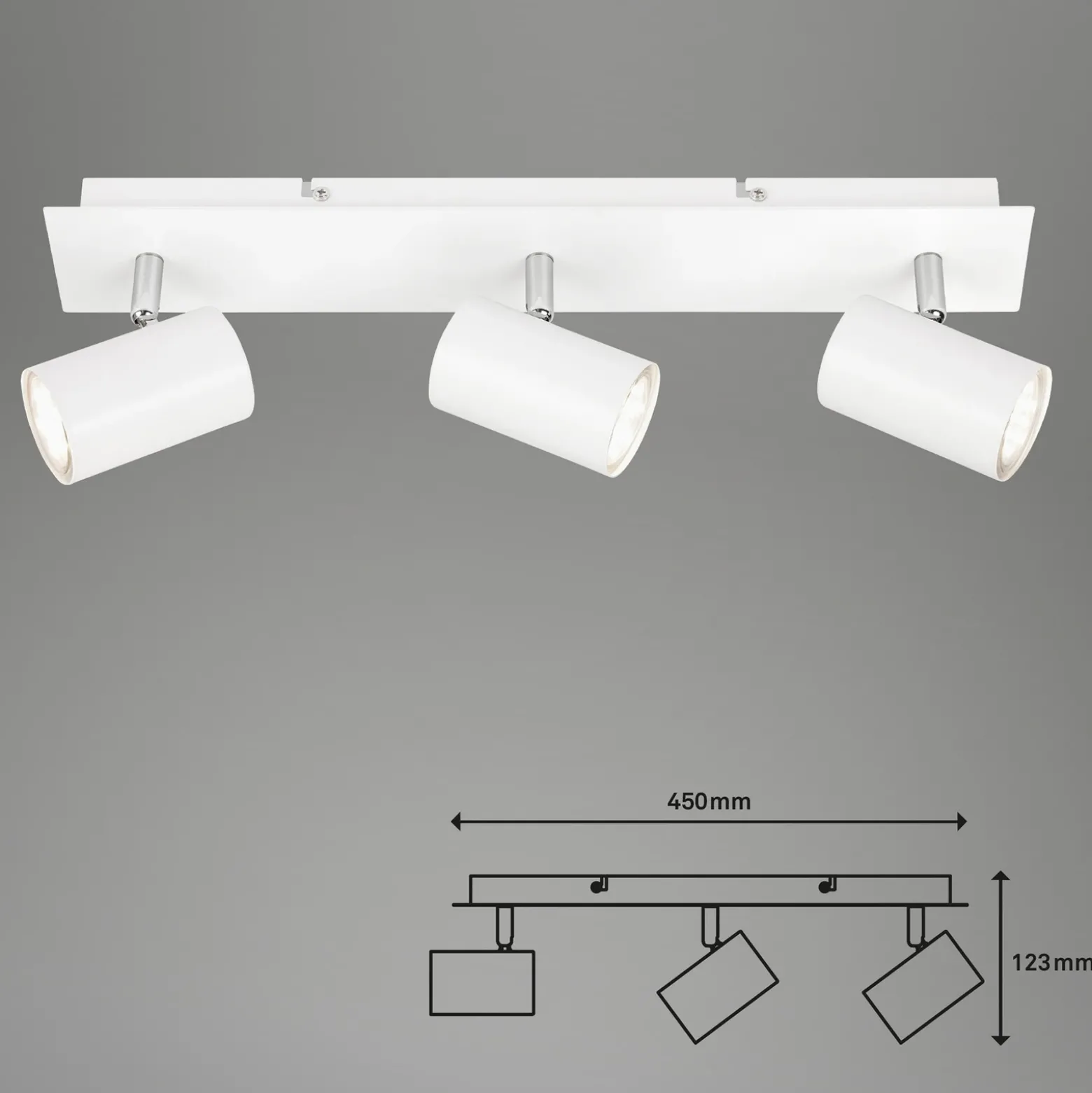 Rune plafón, orientable, 3 luces, blanco