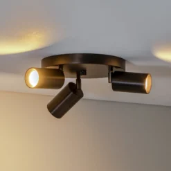Sado downlight de techo, 3 luces, antracita, acero, regulable