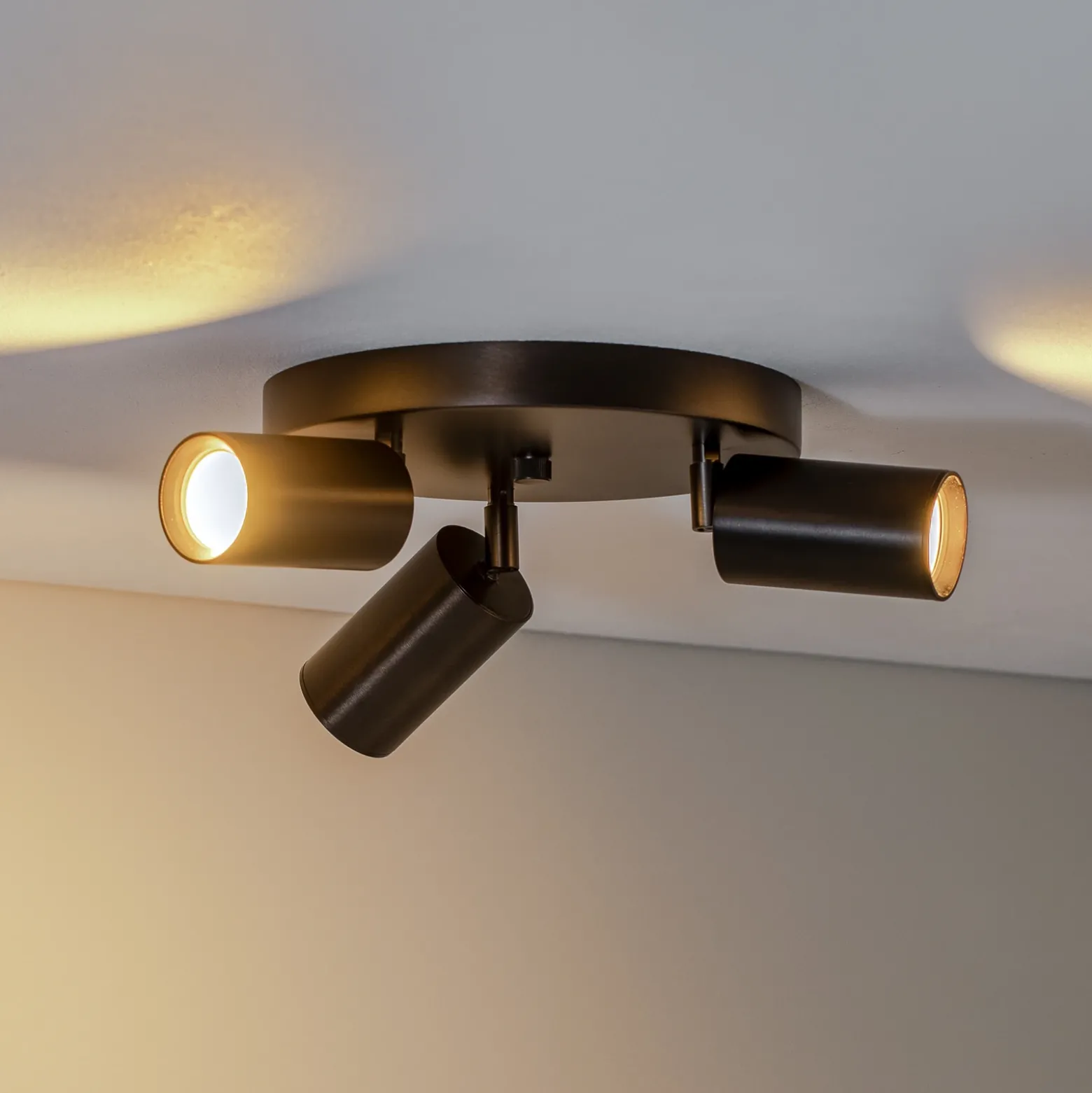 Sado downlight de techo, 3 luces, antracita, acero, regulable