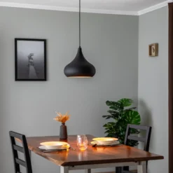 Saglam 3774 lámpara colgante 1 luz Ø30cm negro/oro