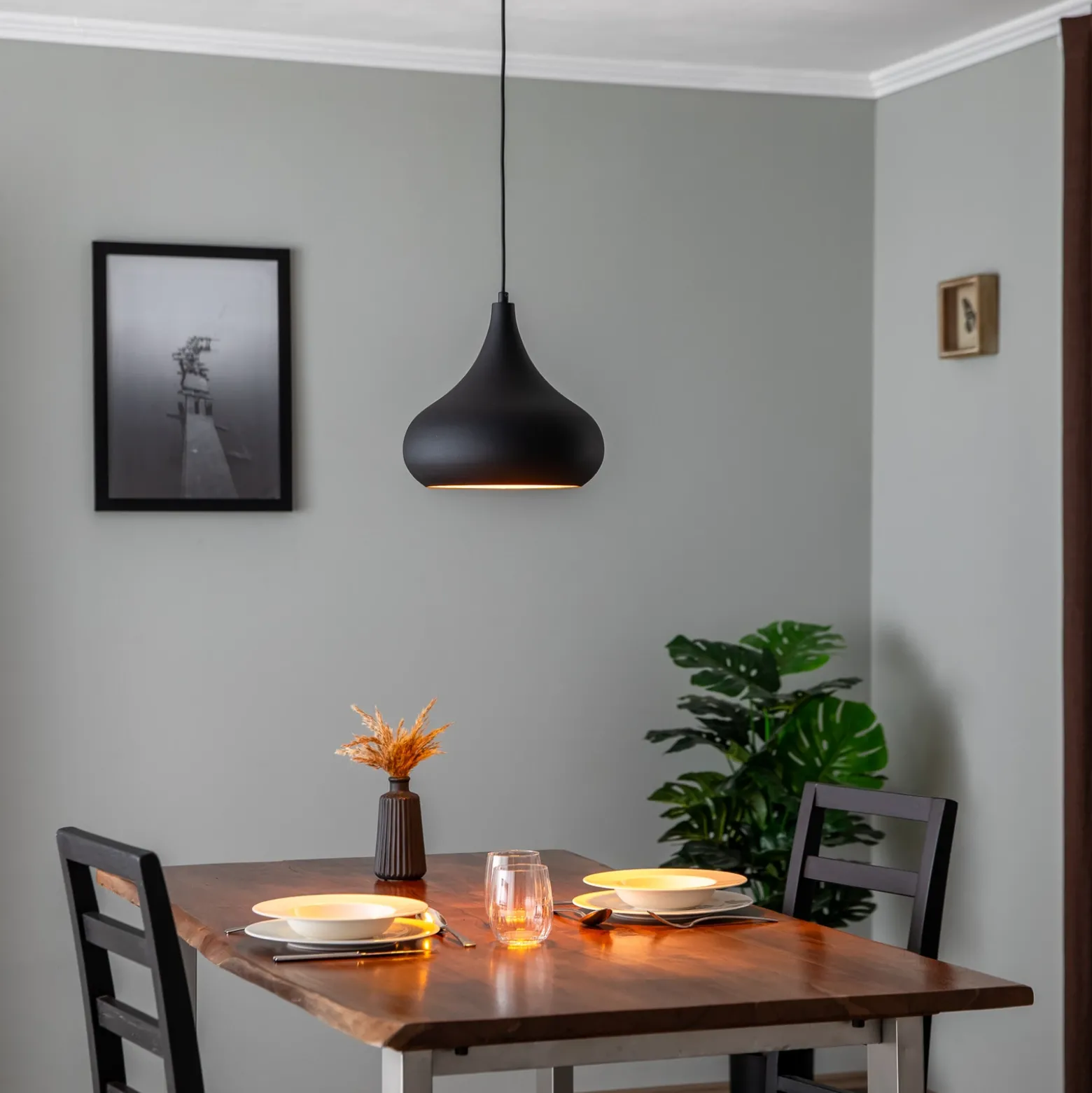 Saglam 3774 lámpara colgante 1 luz Ø30cm negro/oro