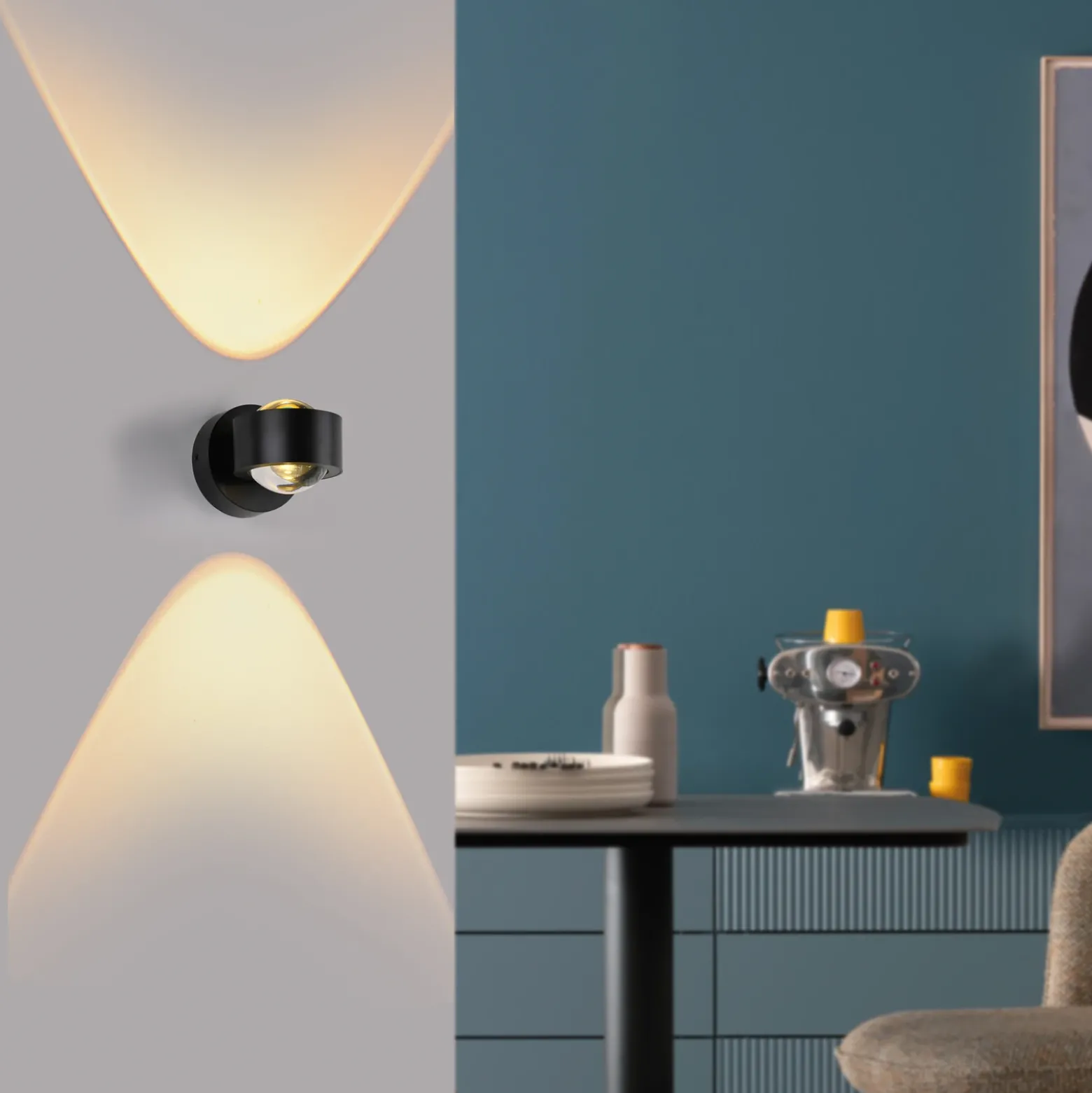 Schöner Wohnen aplique de pared LED Chia, negra, 3000 K, arriba/abajo