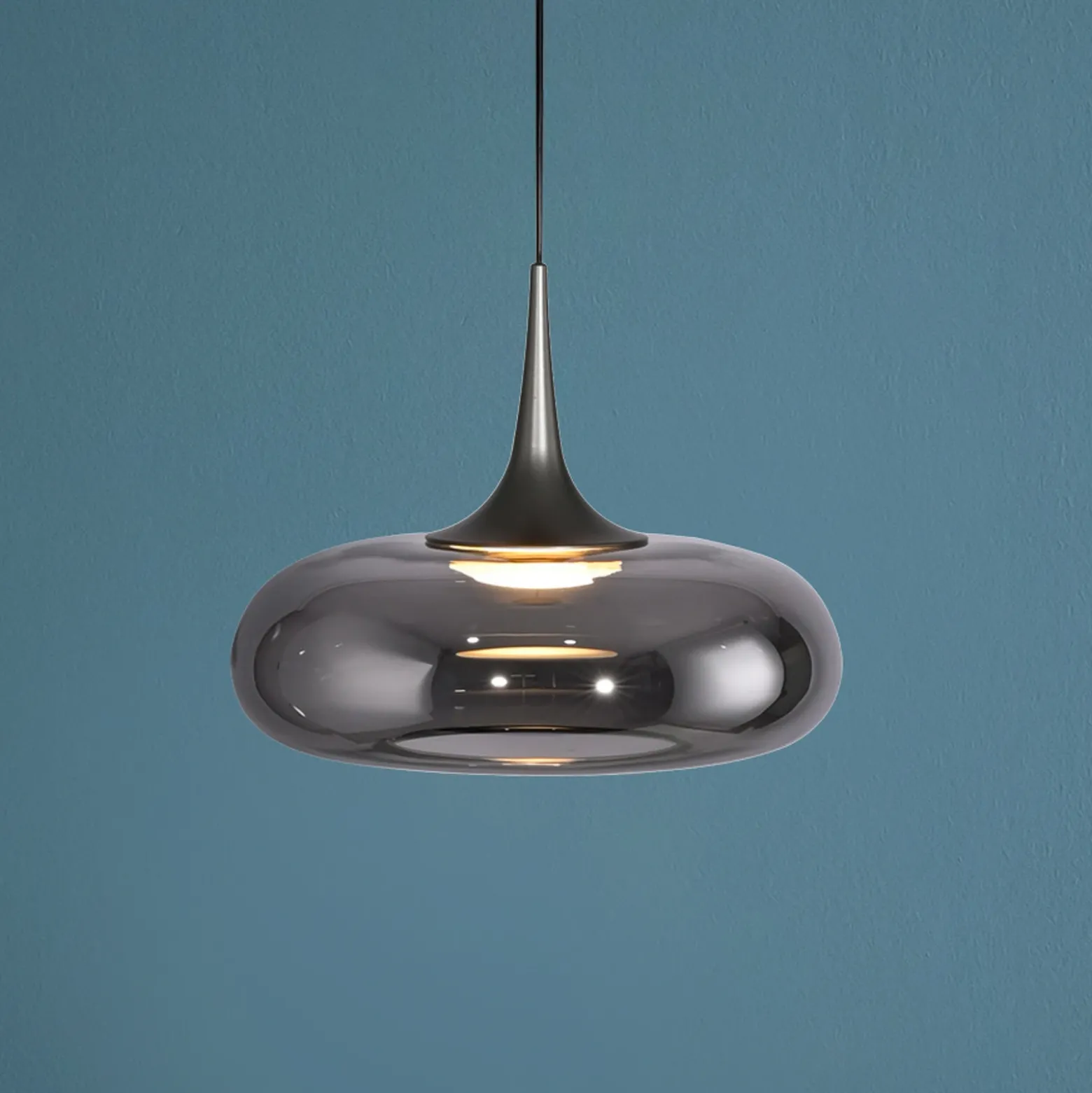 SCHÖNER WOHNEN Lámpara colgante LED Posh 1 luz, cristal ahumado, 3000 K