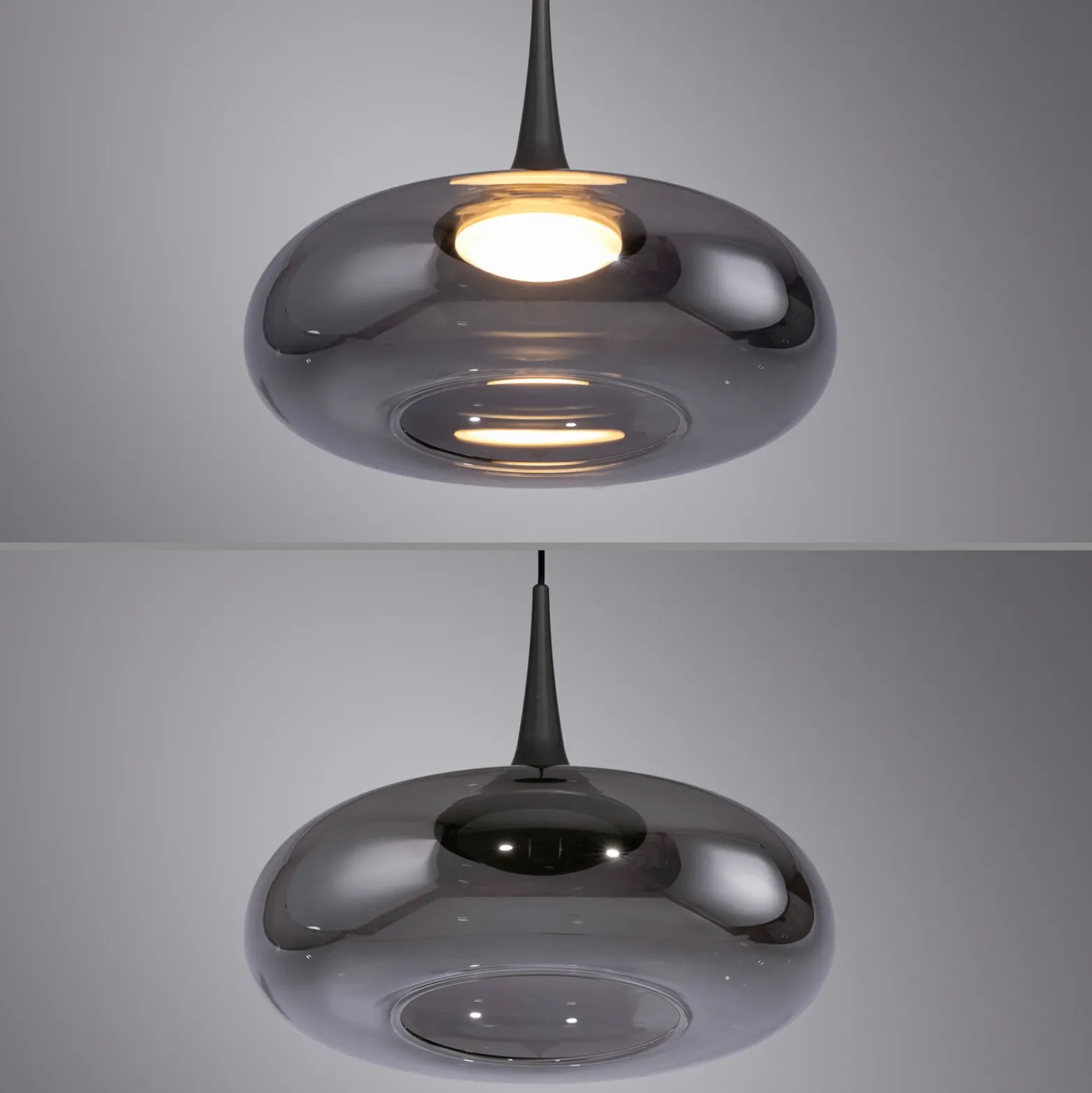 SCHÖNER WOHNEN Lámpara colgante LED Posh 1 luz, cristal ahumado, 3000 K