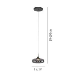 SCHÖNER WOHNEN Lámpara colgante LED Posh 1 luz, cristal ahumado, 3000 K